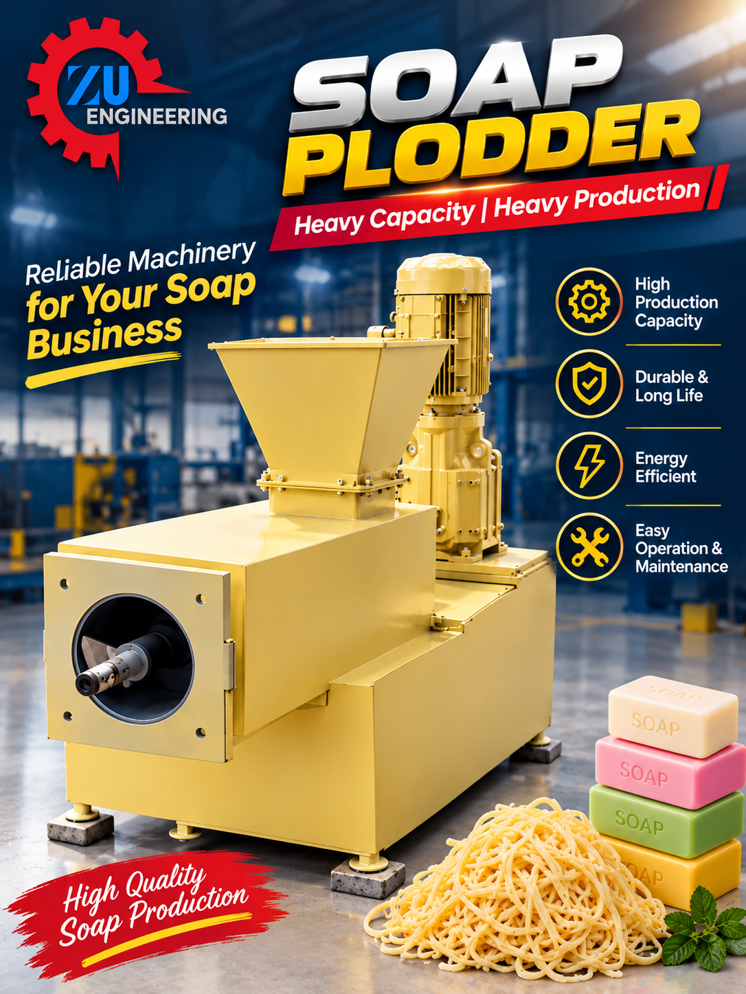 ZU Engineering Heavy-Duty Industrial Soap Plodder Machine - Image 2
