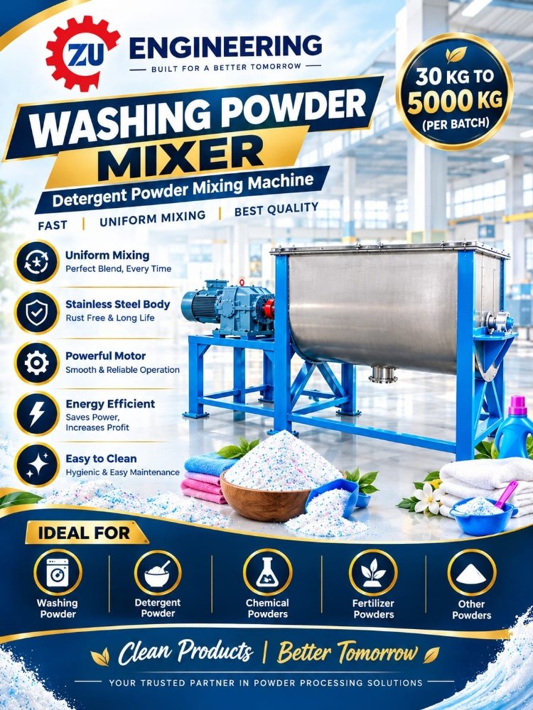 ZU Engineering Industrial Washing Powder Mixer β 30 KG to 5000 KG Stainless Steel Detergent Powder Mixing Machine - Image 2